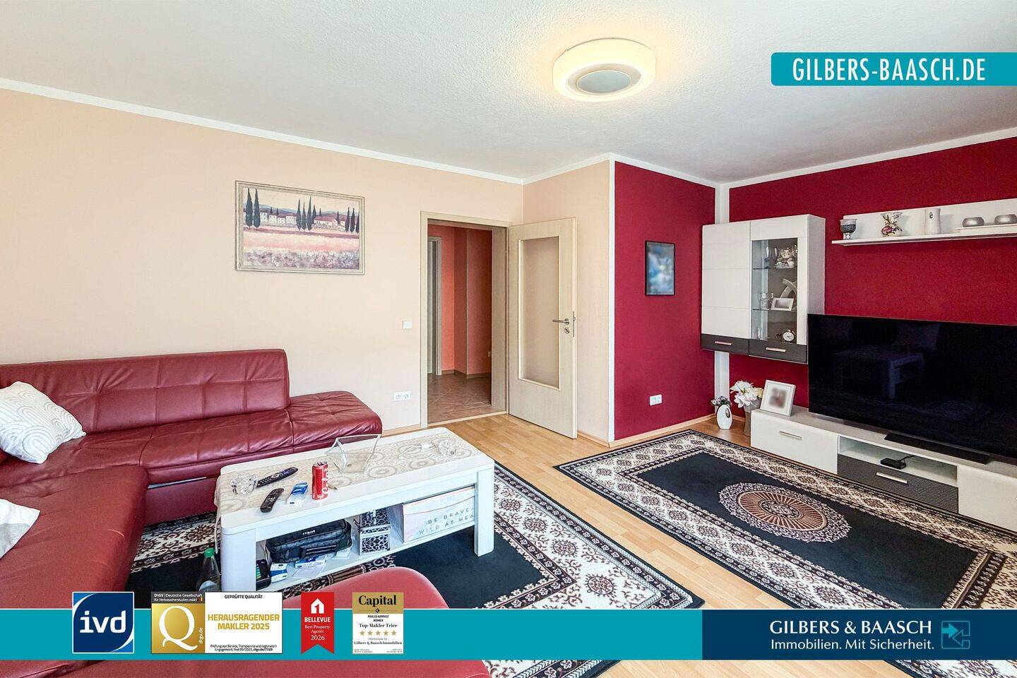 Hermeskeil: Gepflegte 3ZKB-Wohnung mit Balkon, Kellerraum, Gartenanteil zzgl. Garage in Ortsrandlage, 54411 Hermeskeil