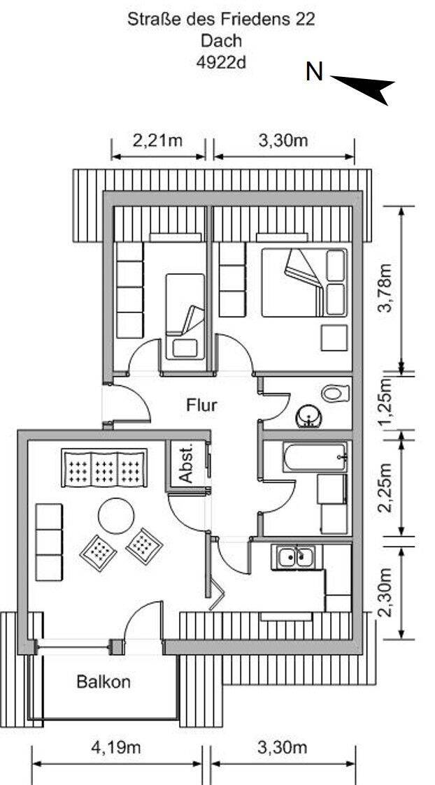3-Raum-Wohnung mit Einbauküche und Balkon!, 9350 Lichtenstein/Sa.