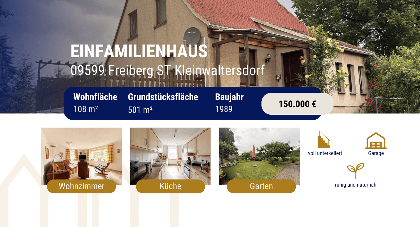 Gepflegtes Einfamilienhaus in der Natur von Kleinwaltersdorf, 9599 Freiberg
