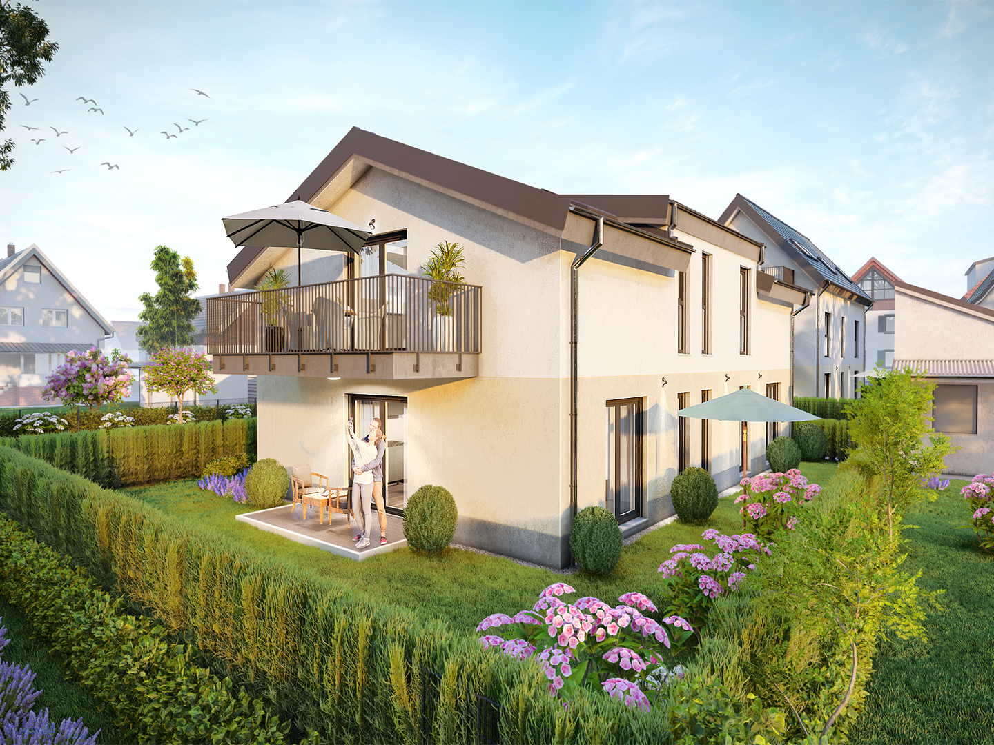 MartinLuther3 (Mörfelden): 4-Zimmer-Wohnung mit privatem Garten I KfW-40 QNG Neubau I provisionsfrei, 64546 Mörfelden-Walldorf
