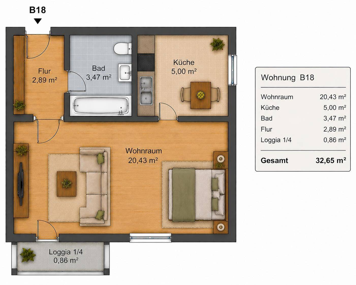 Im Grünen: 1-Zimmer-Wohnung in Suhl, 98528 Suhl (Goldlauter Suhl Gehlberg Schmiedefeld Vesser)