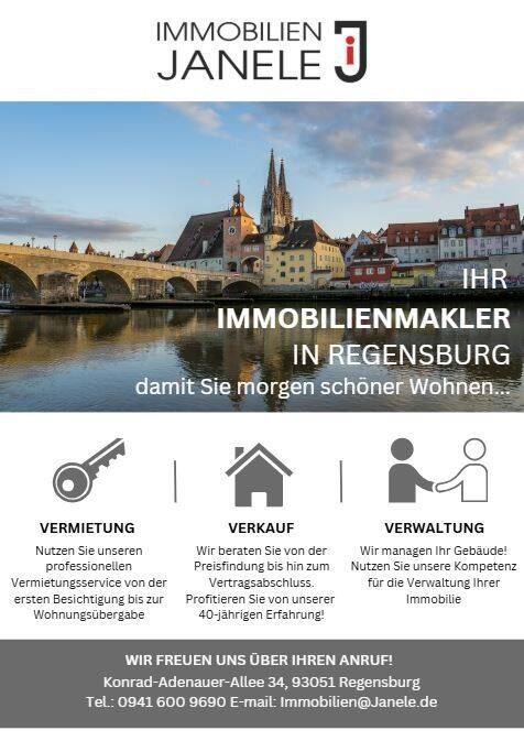 Vorankündigung – Fotos und Grundriss folgen in Kürze – Ansprechende 2-Zimmer-Dachgeschosswohnung in Regensburg-Harting – ideal für Singles oder Paare, 93055 Regensburg (Brandlberg-Keilberg Burgweinting-Harting Innenstadt Ostenviertel Schwabelweis)