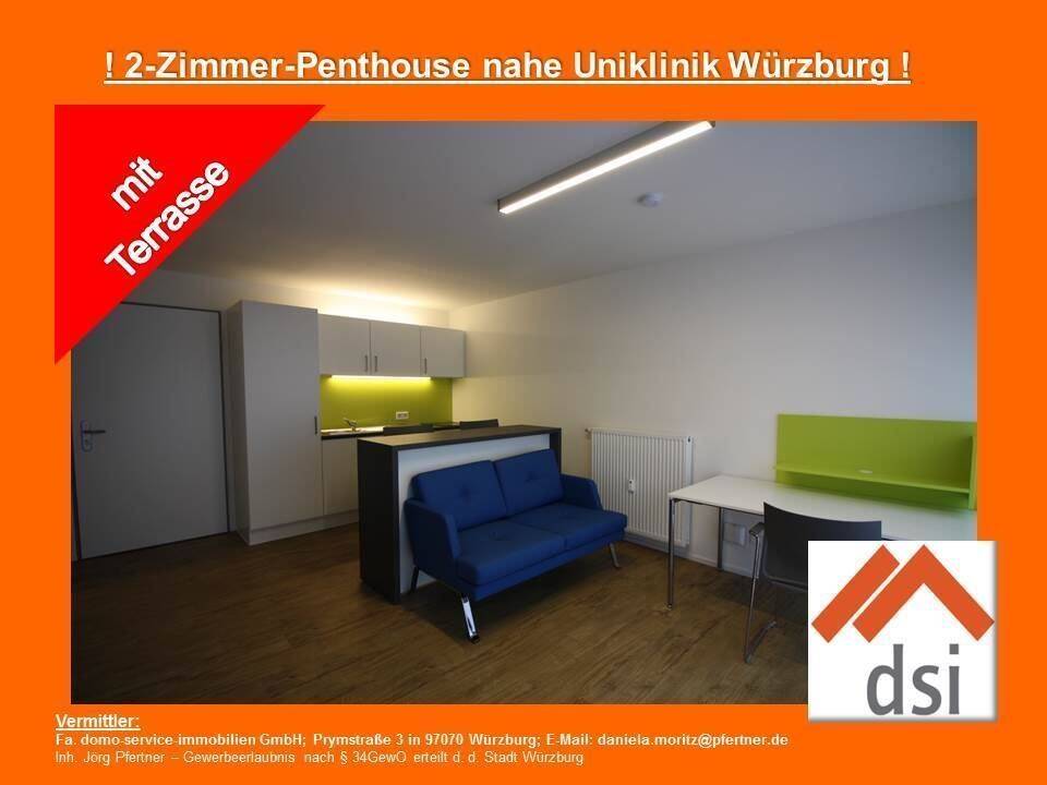 !Möblierte 2-Zimmer-Penthousewohnung mit Dachterrasse!, 97078 Würzburg (Grombühl Lindleinsmühle Versbach)