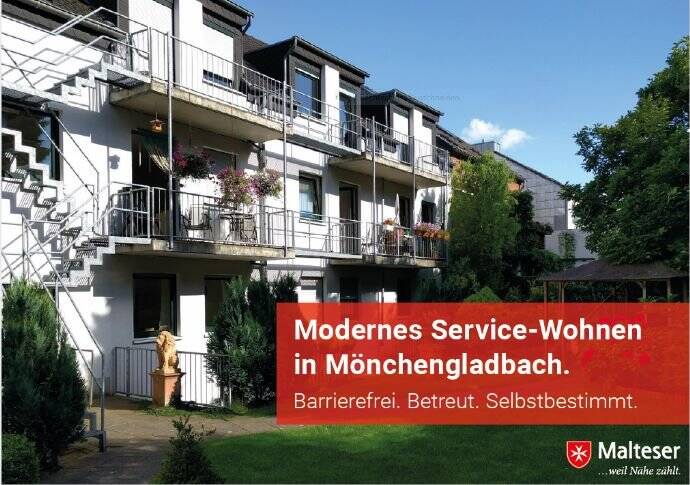 Barrierefreies, selbstbestimmtes Service-Wohnen in 1-Raum-Appartement mit Pantryküche und Balkon in Mönchengladbach, 41061 Mönchengladbach (Eicken Stadtmitte Waldhausen)