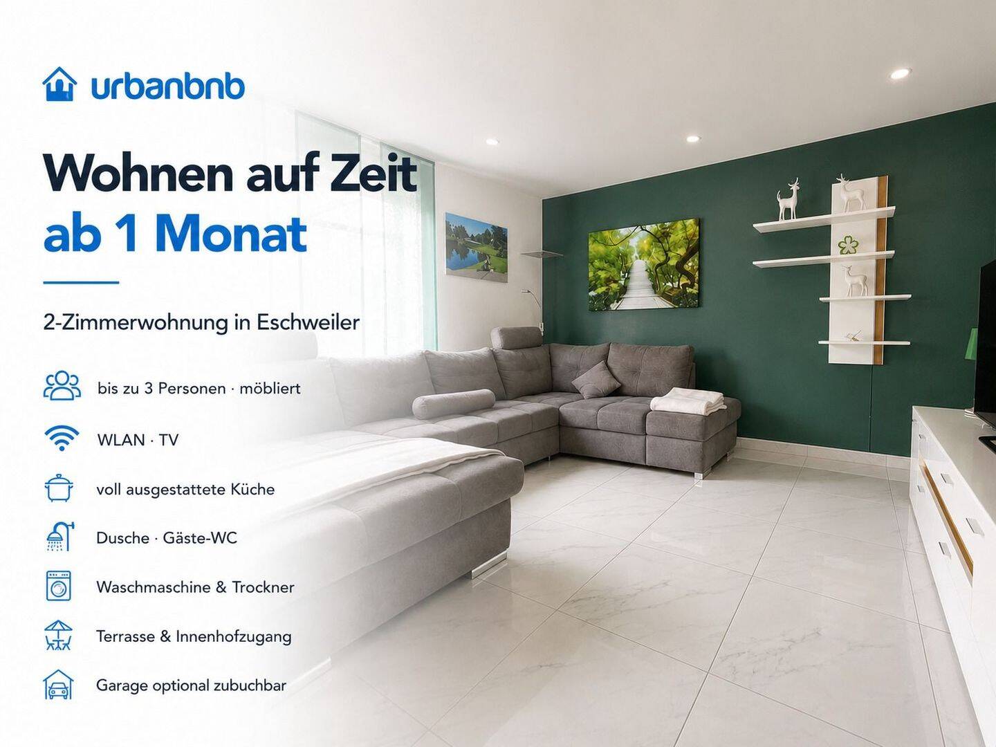 Möblierte 2-Zimmerwohnung Eschweiler – Wohnen auf Zeit ab 1 Monat, 52249 Eschweiler