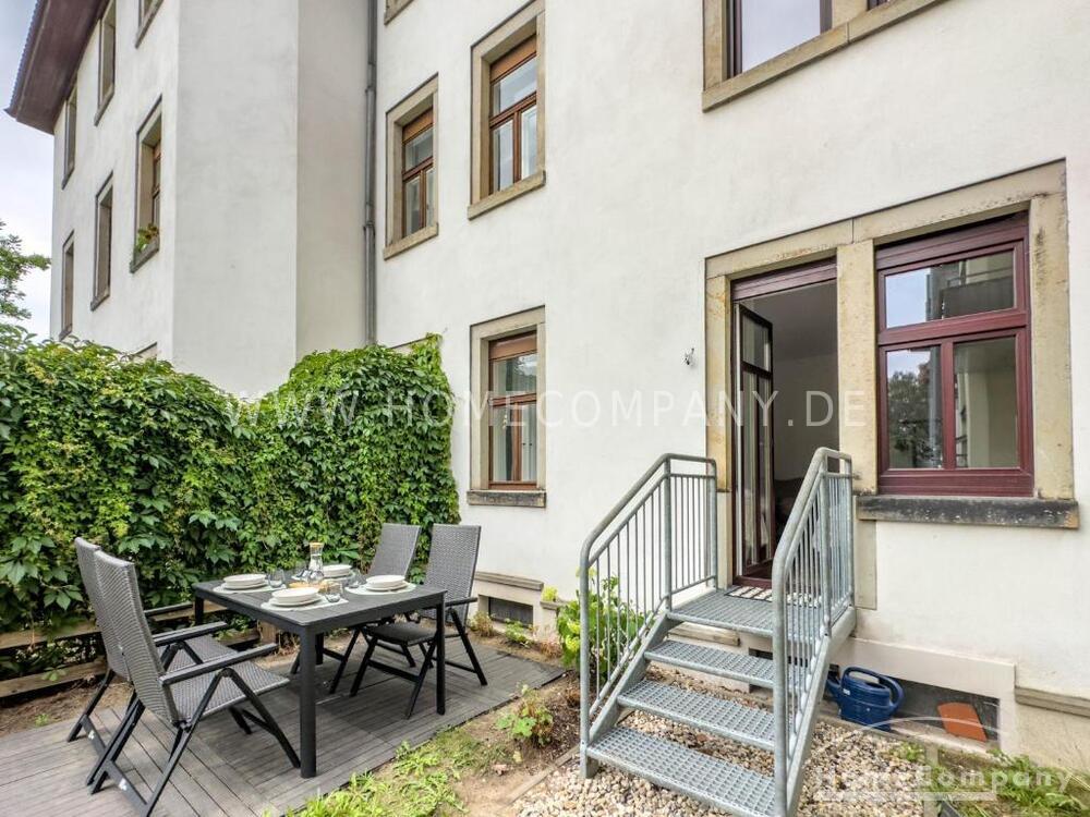 Möbliertes 2-Zimmer-Apartment mit Terrasse in Dresden-Pieschen, 1127 Dresden (Hellerberge Leipziger Vorstadt Mickten Pieschen-Nord/Trachenberge Pieschen-Süd)