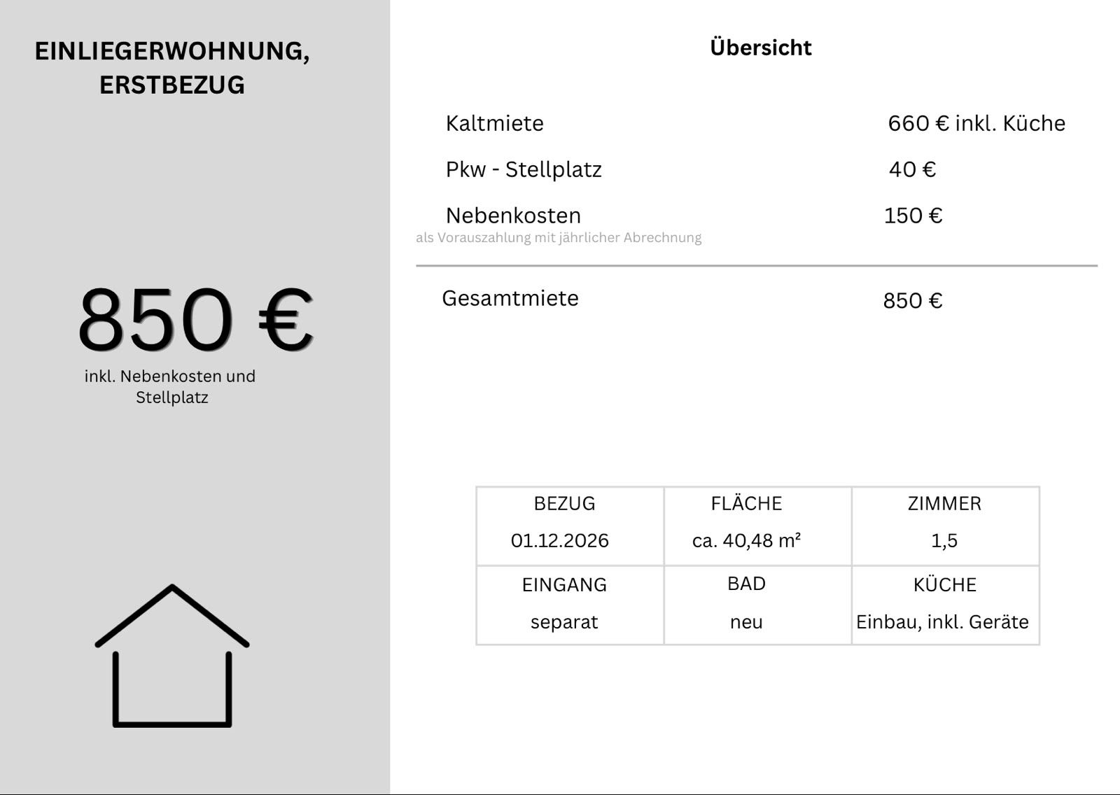 Neubauwohnung Haiterbach – Erstbezug ab 2026, 72221 Haiterbach