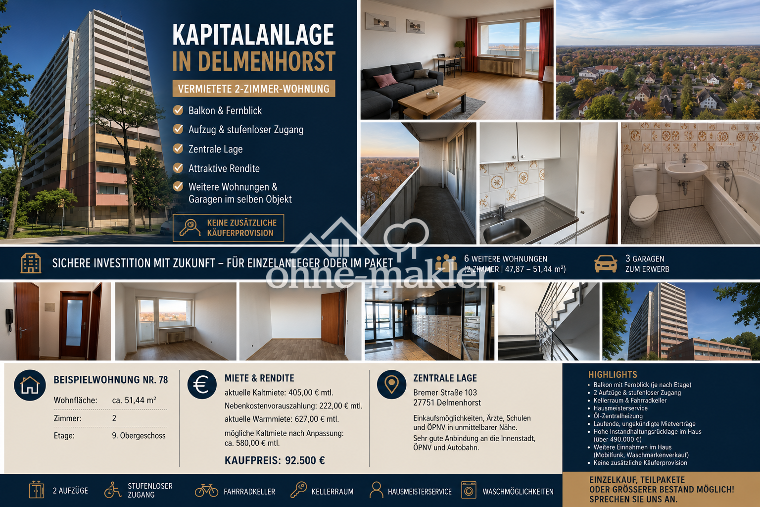 Vermietete 2-Zimmer-Wohnung – Balkon und Fernblick in Delmenhorst, 27751 Delmenhorst