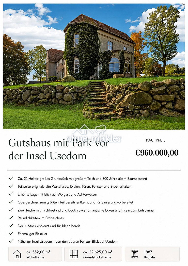 Historisches Gutshaus mit Usedom-Nähe, 17438 Wolgast