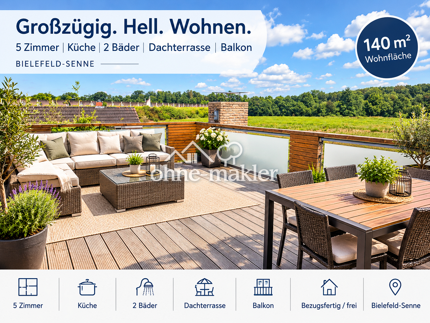 Traum-Maisonette mit Dachterrasse in Bielefeld, 33659 Bielefeld (Senne)