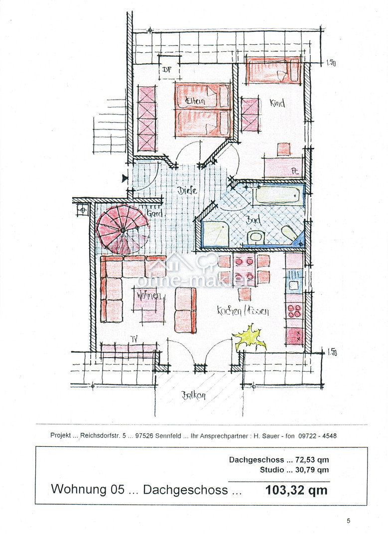 Rooftop-Flair mit Balkon in Sennfeld, 97526 Sennfeld