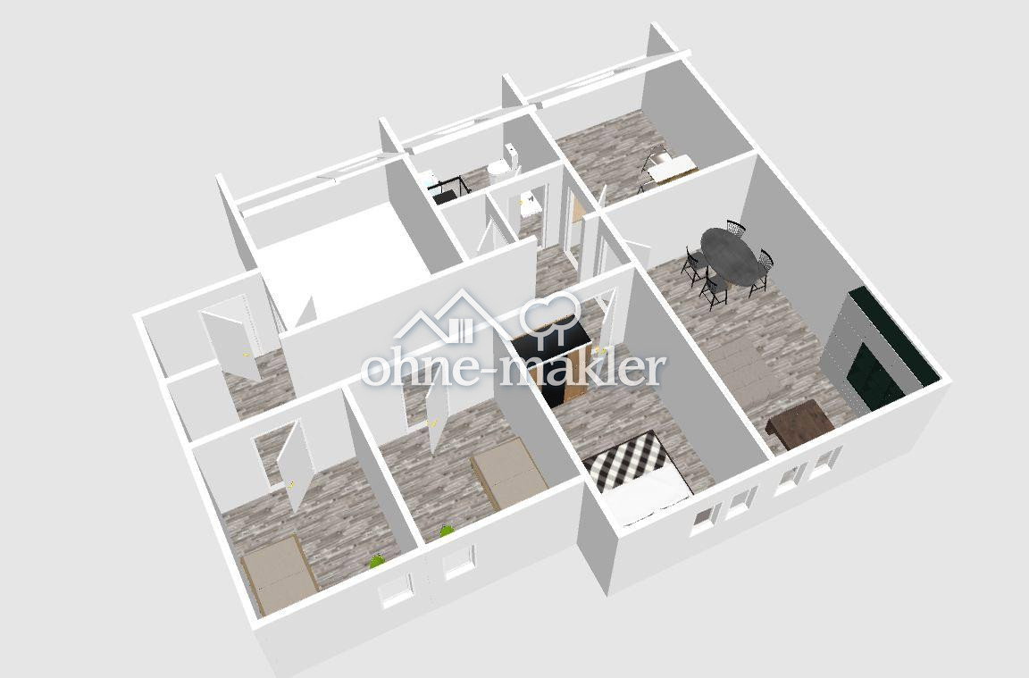 4-Zimmer-Wohnung mit großer Wohnküche – 80 m² Wohnfläche + ca. 40 m² Nutzfläche, 46049 Oberhausen