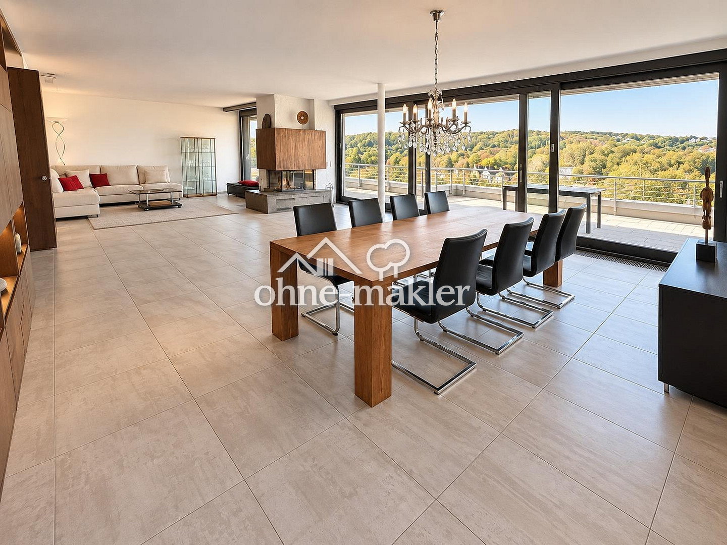 Haus im Haus: Provisionsfrei, 293 m² Penthouse auf 3 Ebenen, 148 m² Außenfläche, Loft, Fernblick