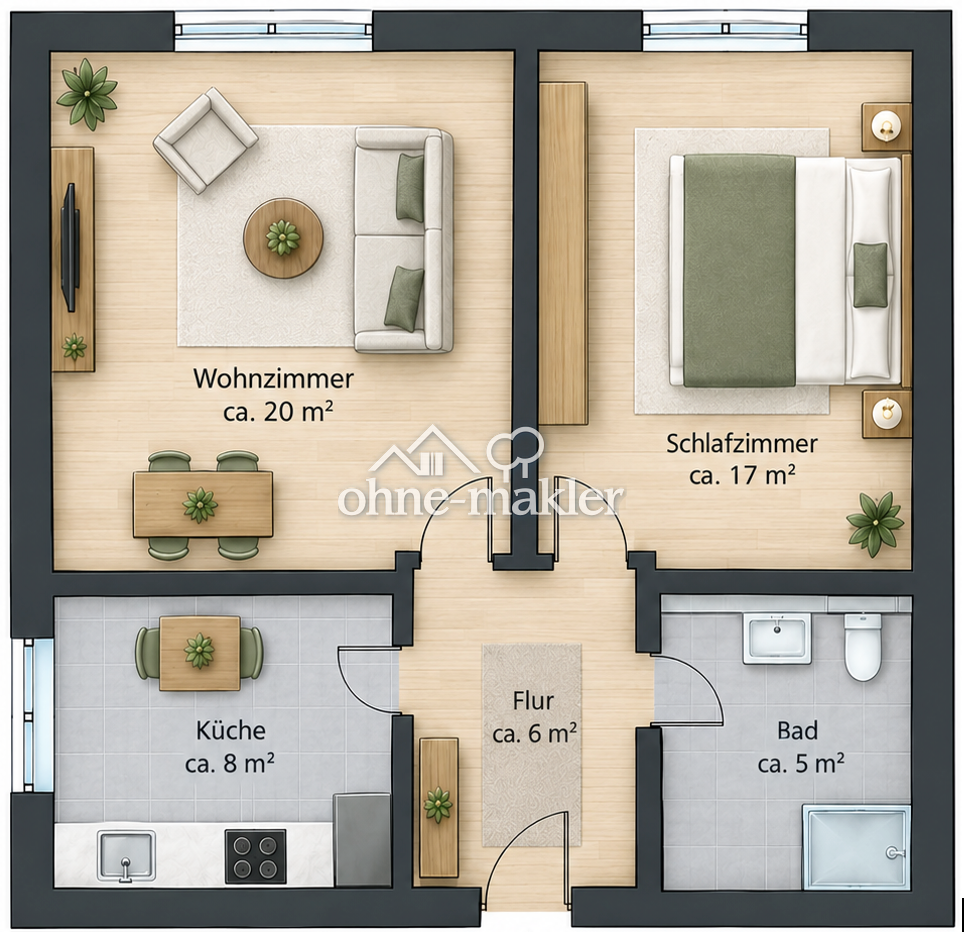 Karlsruhe-West Helle 2-Zimmer-Wohnung, 76227 Karlsruhe (Durlach Hohenwettersbach Stupferich)