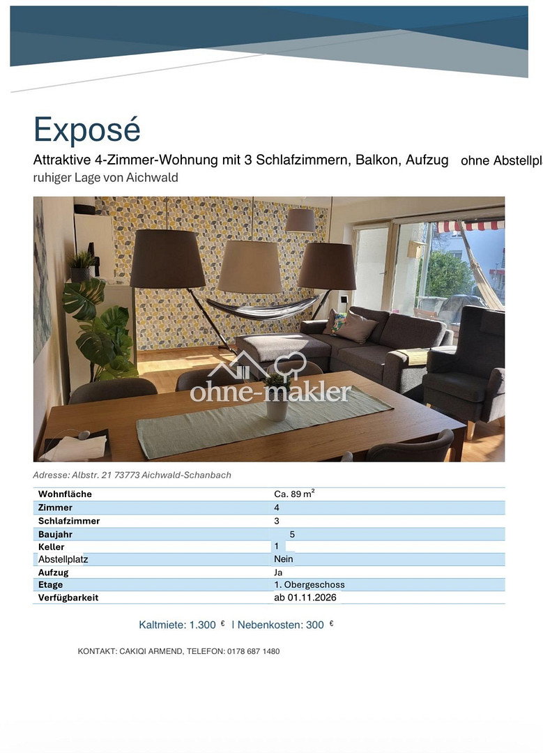 Ruhige 4-Zimmer-Wohnung mit Balkon in Aichwald, 73773 Aichwald