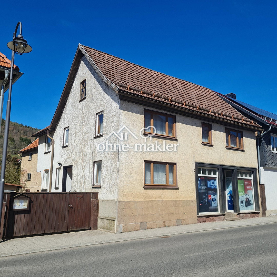 Wohn- & Geschäftshaus mit Laden, Scheune, 3 Garagen – 1.030 m² im Ortskern, provisionsfrei, 98587 Steinbach-Hallenberg