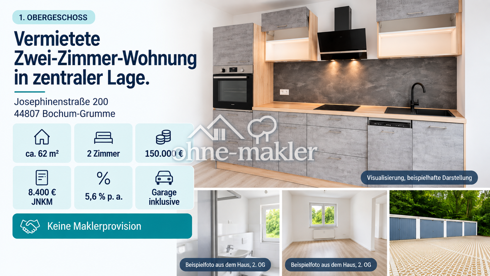 Kernsanierte Wohnung mit Garage in Bochum-Grumme, 44807 Bochum (Bergen Grumme Hofstede Riemke)