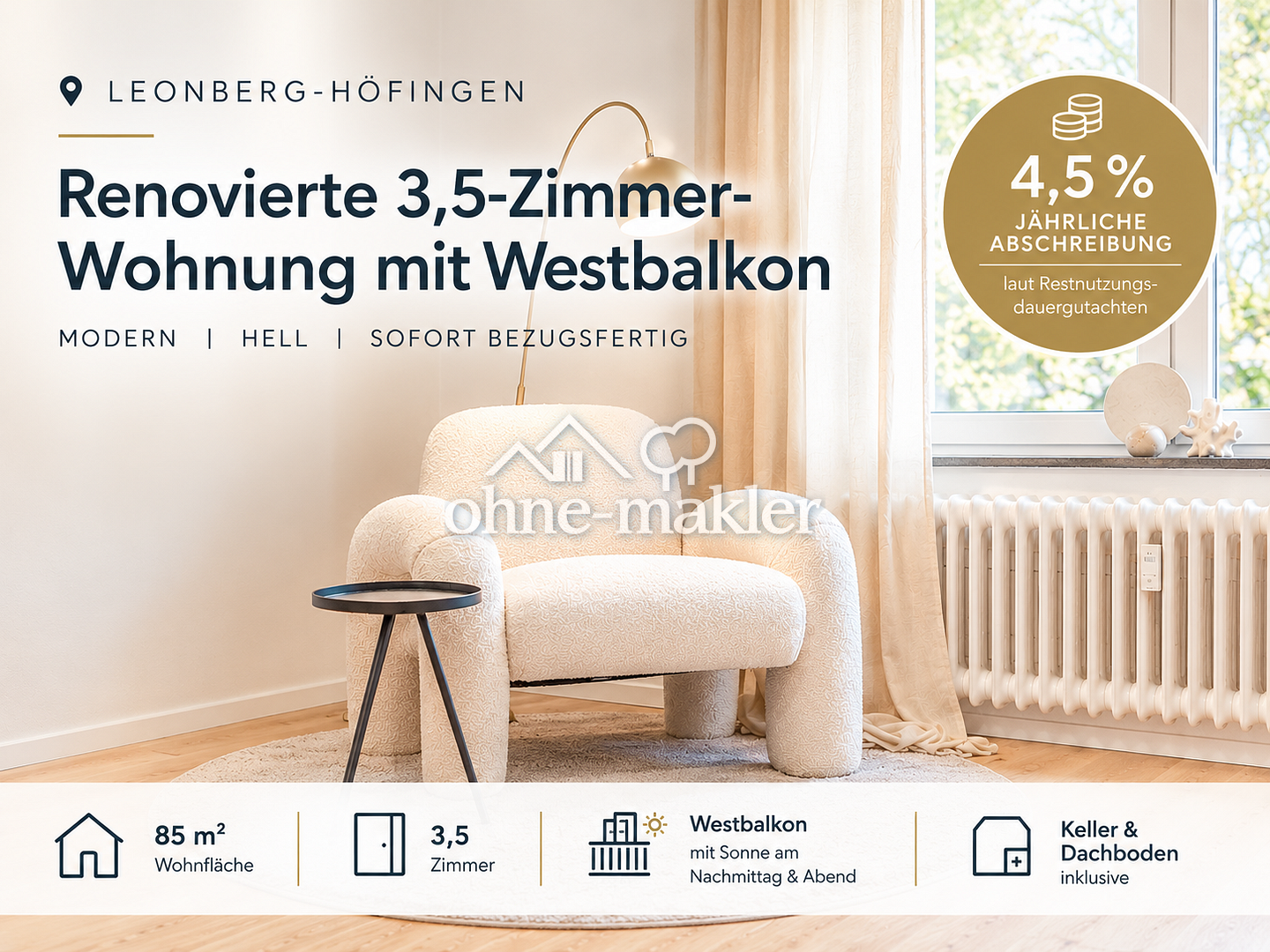 Leonberg-Höfingen Renoviert & Westbalkon, 71229 Leonberg