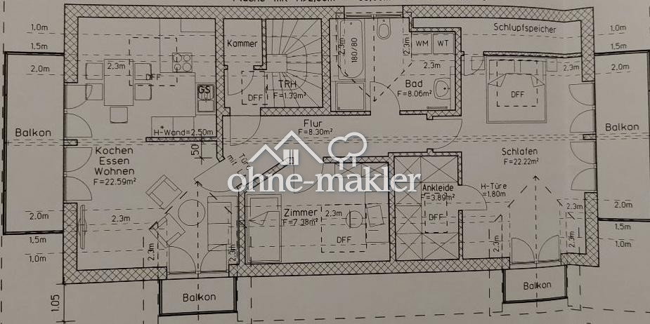 3-Zimmer-Wohnung mit 4 Balkonen in Wolfratshausen, 82515 Wolfratshausen
