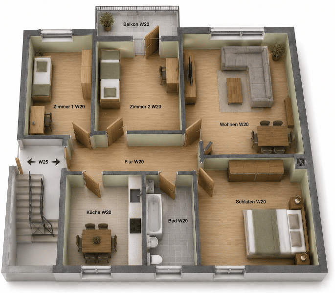 4-Zimmer-Eigentumswohnung 84m² mit Balkon & Fernblick – sofort bezugsfrei in Idar-Oberstein, 55743 Fischbach