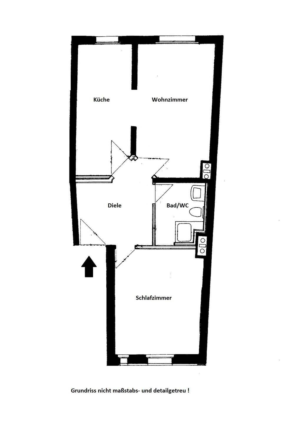 2-Zimmer-Wohnung in zentraler Wohnlage von Rudolstadt; Personenaufzug im Haus !, 7407 Rudolstadt