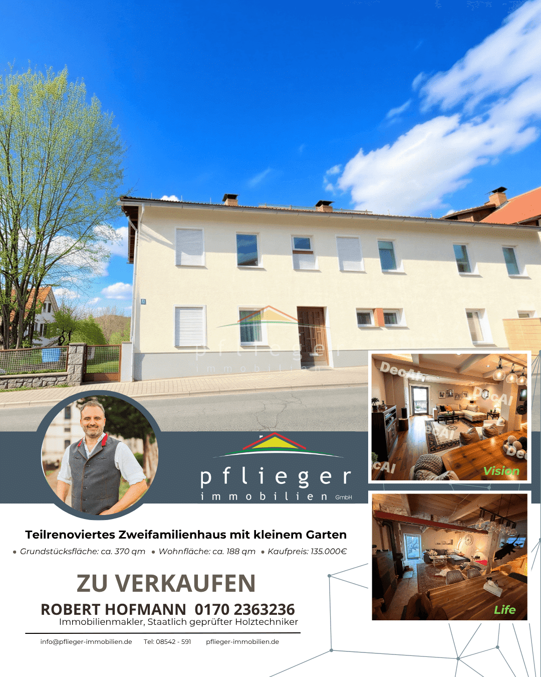 Teilrenoviertes Zweifamilienhaus mit kleinem Garten, 94518 Frauenau