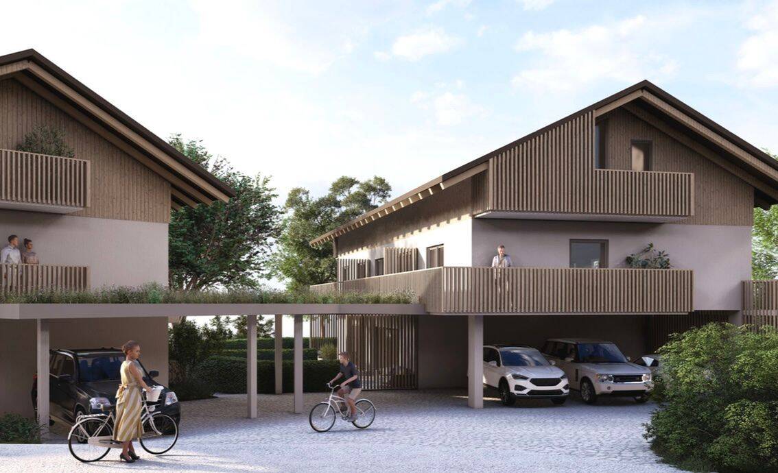 Moderne Maisonette-Wohnung mit zwei Balkonen in Holzmassivbauweise, fußläufig zum Simssee, 83083 Riedering