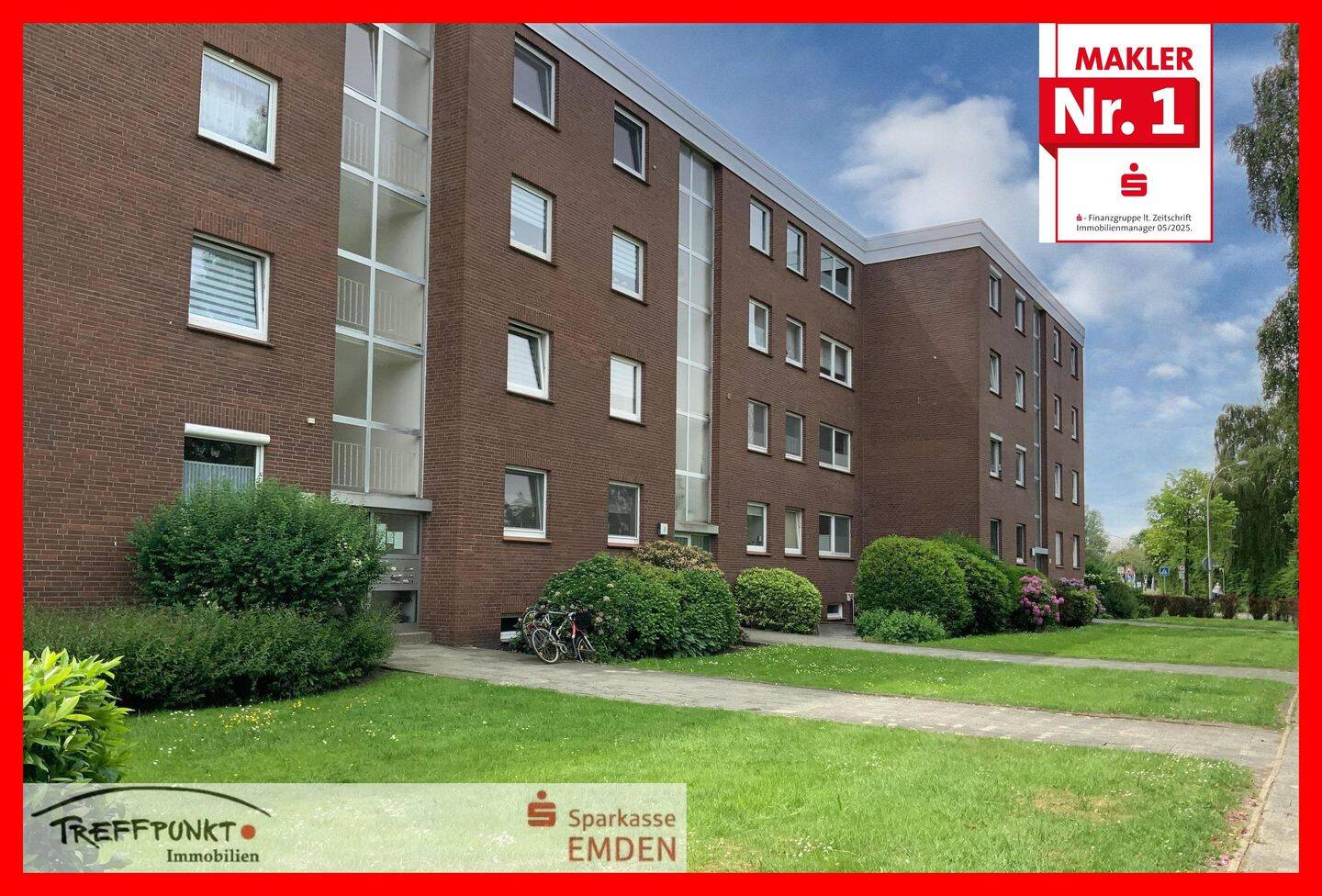 Helle und großzügige 3-Zimmer-Wohnung mit Balkon und schönem Ausblick, 26721 Emden (Barenburg Conrebbersweg Früchteburg Harsweg Stadtzentrum)