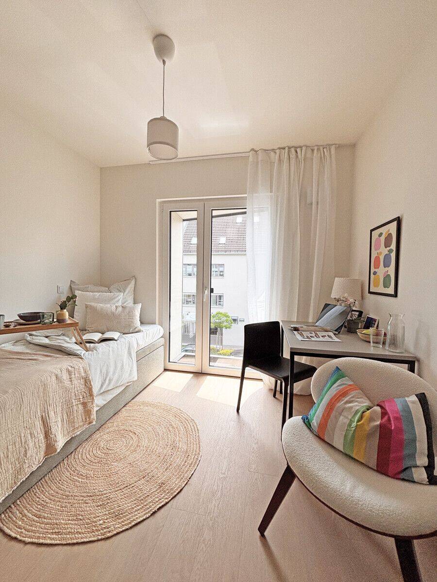 Möbliertes Neubau-Apartment (1. OG) mit Balkon für Studenten & Azubis – direkt an der Uni Augsburg!, 86179 Augsburg (Haunstetten Siebenbrunn)