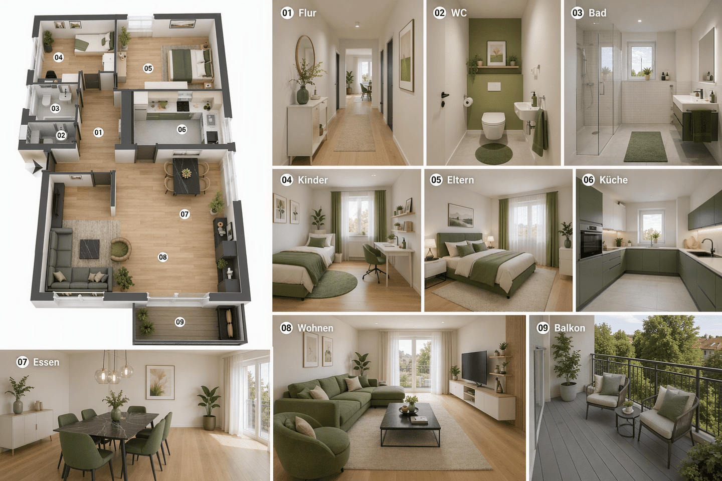 Geräumige moderne 3,5- 4 Zimmerwohnung inkl. TG Stellplatz im Hochparterre inkl. EBK und Balkon, 73434 Aalen