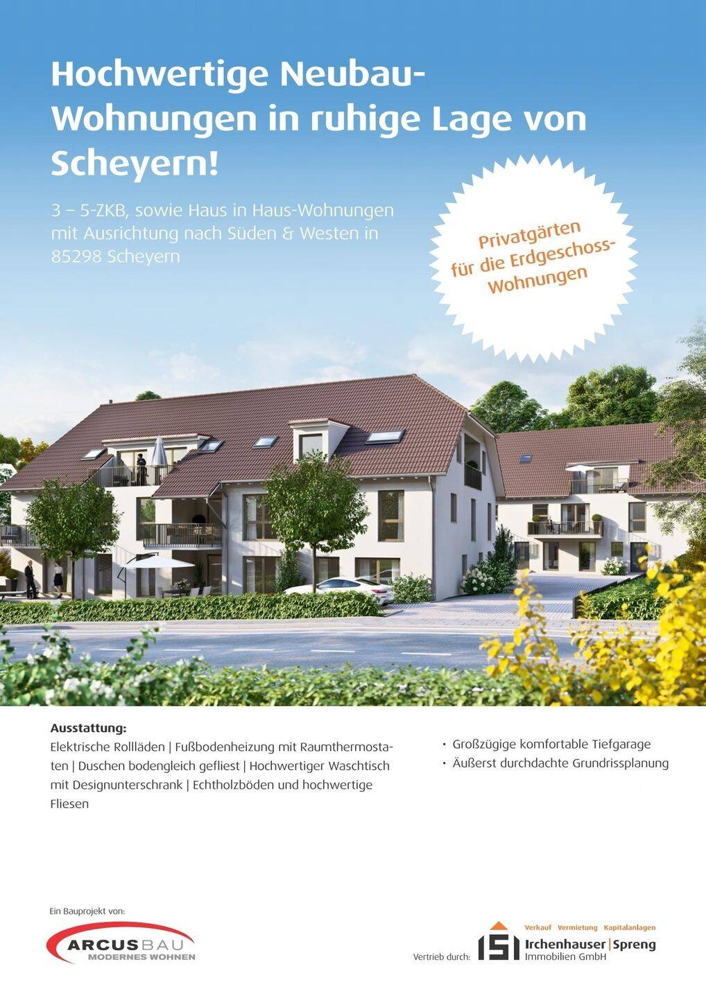 Scheyern! Hochwertige 3-ZKB im 1. OG! 11,72 m² Süd-Balkon, FBH, elektr. Rollläden, Videosprech., TG!, 85298 Scheyern