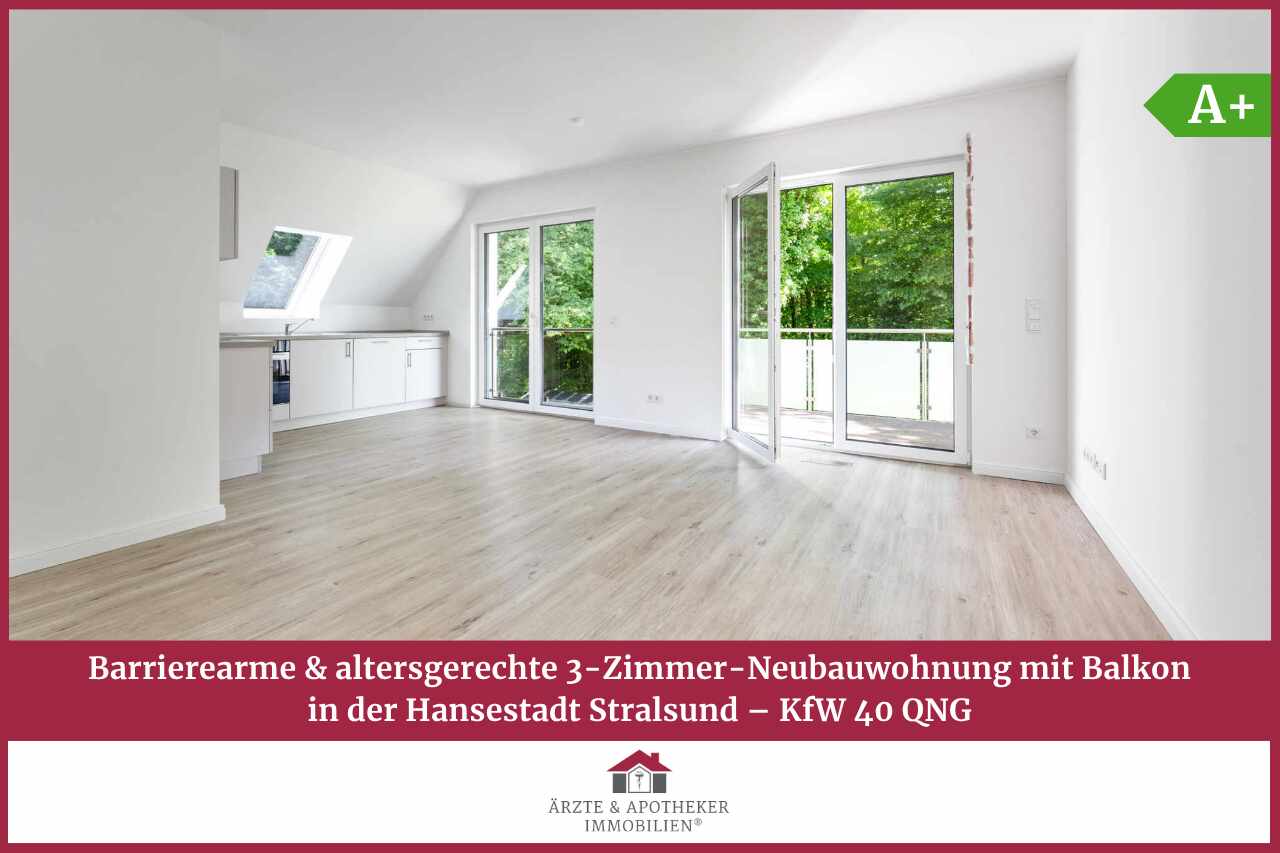 Barrierearme & Altersgerechte 3-Zimmer-Neubauwohnung mit Balkon KFW 40 QNG, 18435 Stralsund