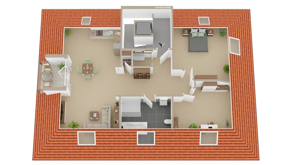 SOFORT bezugsfrei – DG Wohnung in Bad Laer, Nähe Kurpark – Loggia, Carport u. Gartenanteil, 49196 Bad Laer