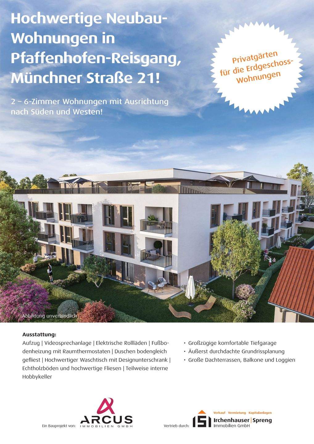 Ilmtalblick! 5,5-ZKB Whg. mit 91 m² Süd/West-Dachterrasse! FBH, elektr. Rollläd., Videosprech., TG!, 85276 Hettenshausen