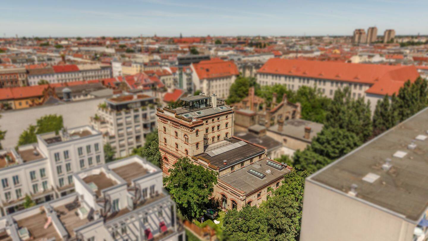 Rarität: Penthouse-Maisonette in historischer Brauerei mit Aufdachterrasse und Glaspavillon, 10407 Berlin (Pankow Kleingartenanlage Grönland Kleingartenanlage Neues Heim Kleingartenanlage Volkspark Prenzlauer Berg Prenzlauer Berg)