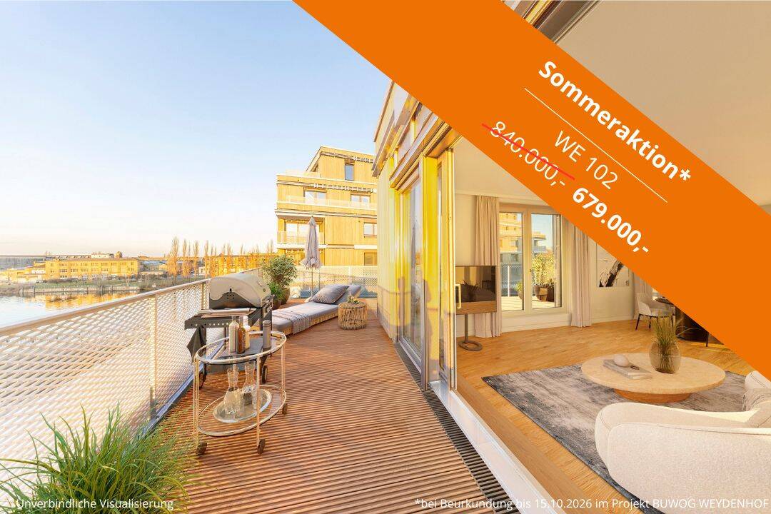 *SOMMERAKTION* Großzügige 2 Zimmer im Penthouse mit 2 Terrassen und Blick auf die Spree., 12439 Berlin (Treptow-Köpenick Kleingartenanlage Waldland Niederschöneweide)
