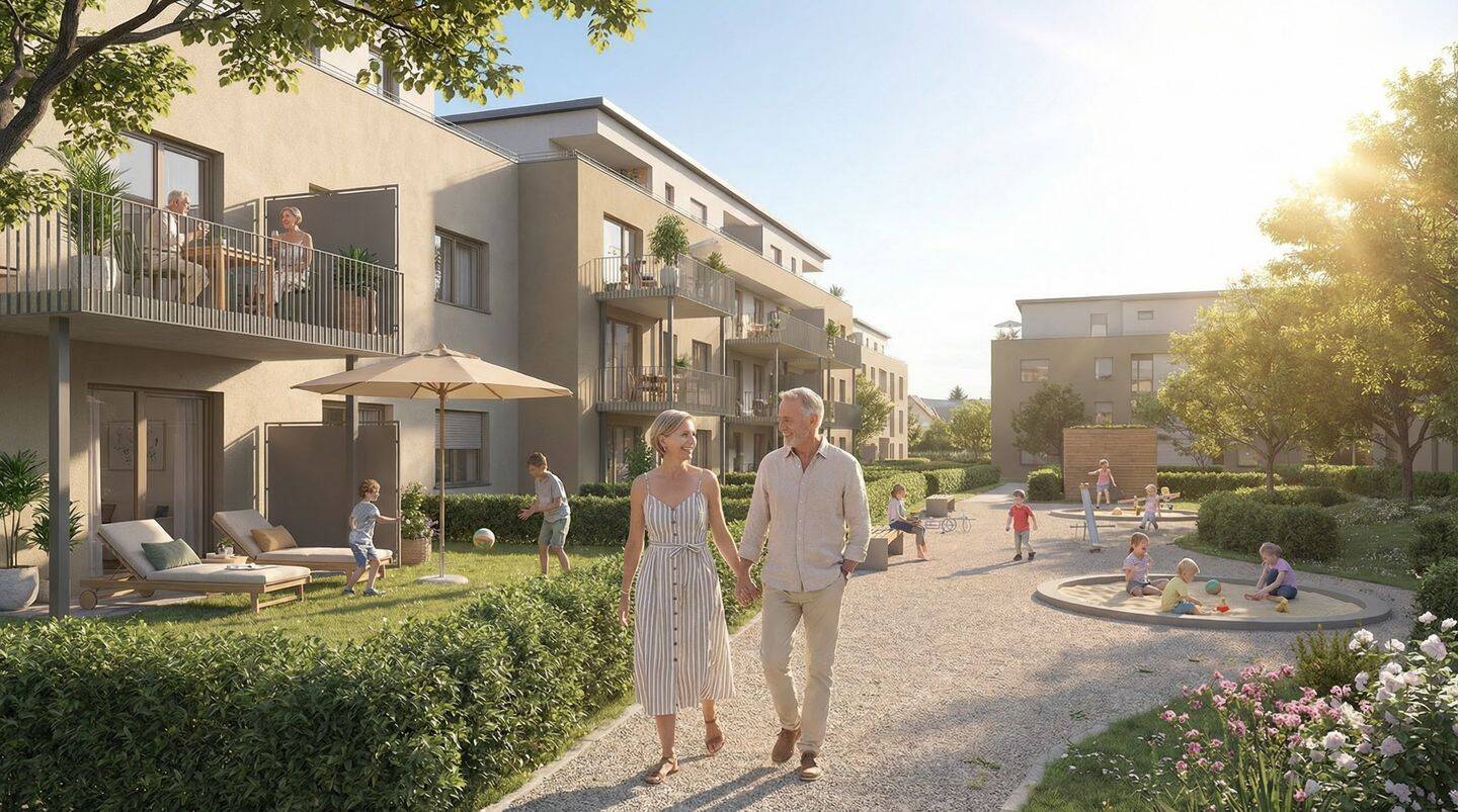 Einladende 2-Zi.-Whg. mit sonniger Terrasse und Garten (EG, 54,43 qm) | Haus E, 79365 Rheinhausen