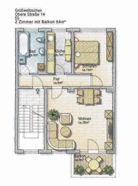 schicke 2-Zimmer-Wohnung mit Balkon, 4720 Döbeln