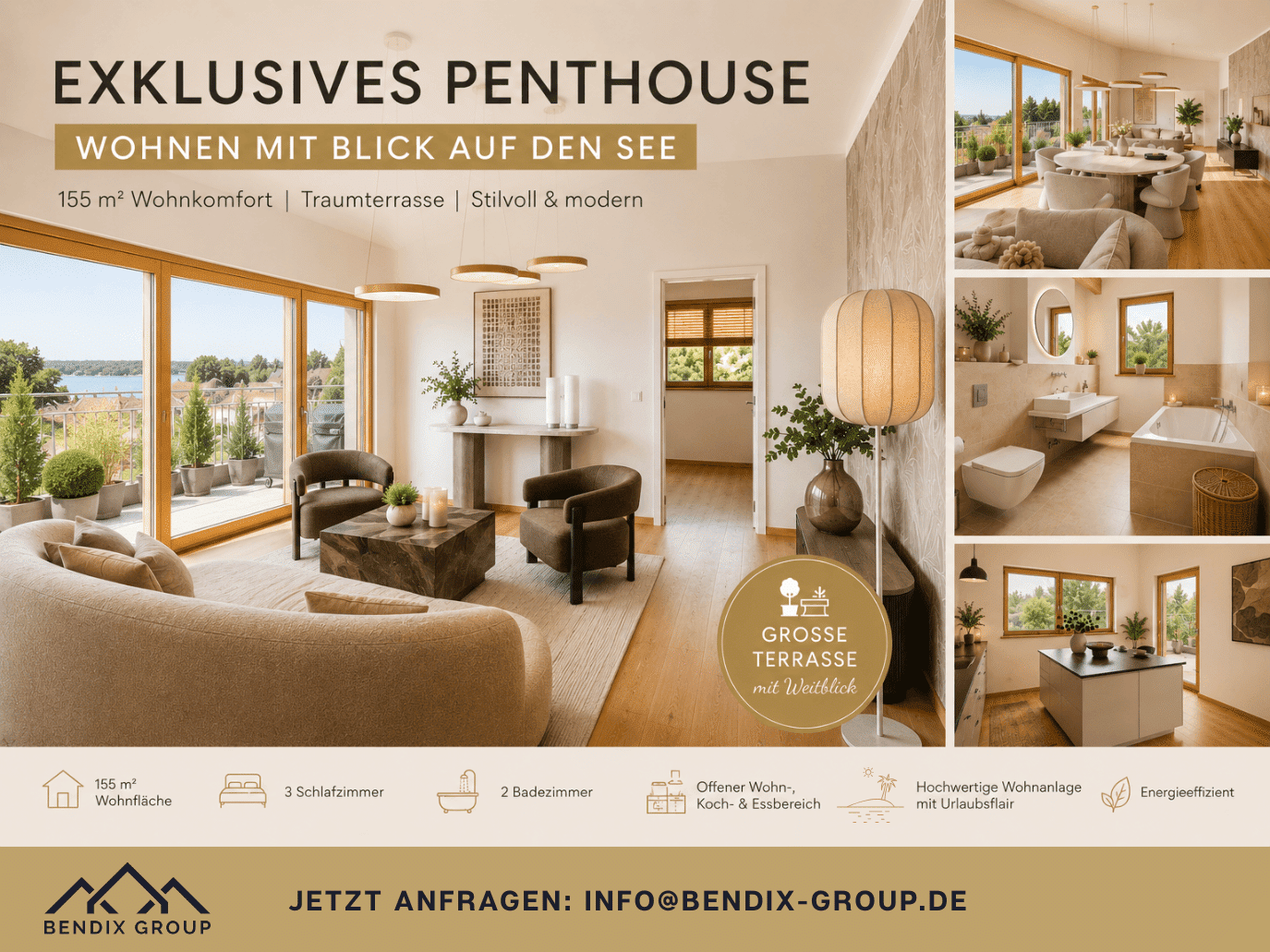 Penthouse der Extraklasse am Cospudener See – Exklusives Wohnen mit beeindruckender Dachterrasse, 4416 Markkleeberg