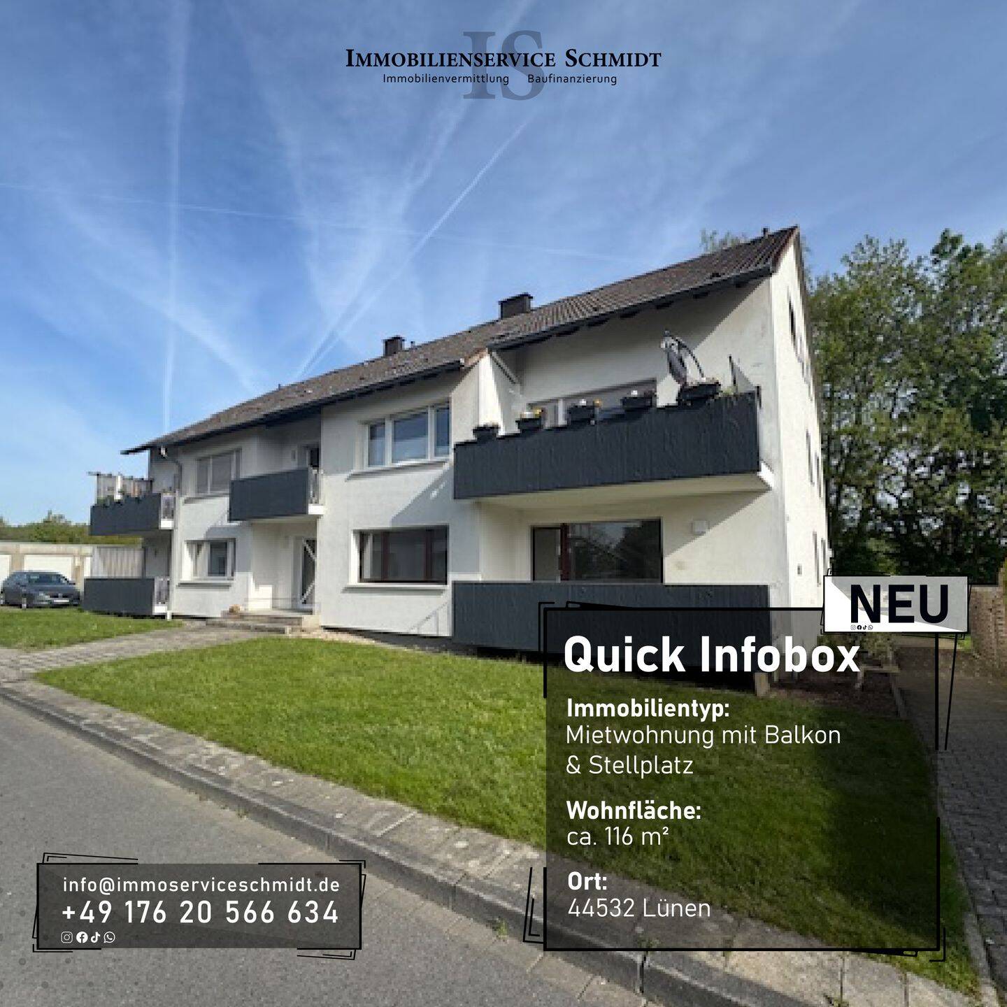 Renovierte und geräumige 3-Zimmer Erdgeschosswohnung mit Balkon und Stellplatz, 44532 Lünen