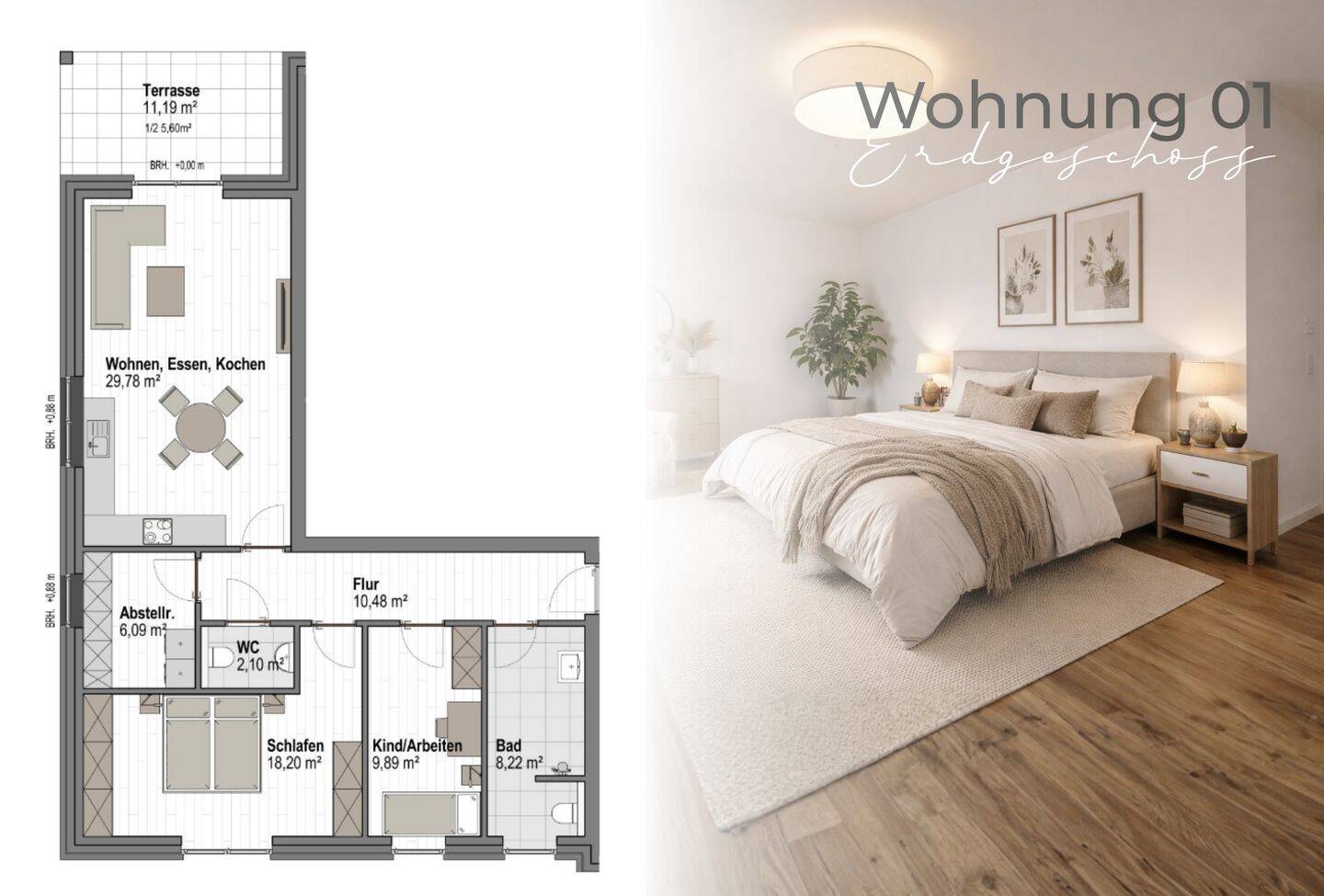 Schlüsselfertig & bezugsbereit – diese 3-Zimmer-Neubau Wohnung im Erdgeschoss wartet auf Sie!, 49448 Brockum
