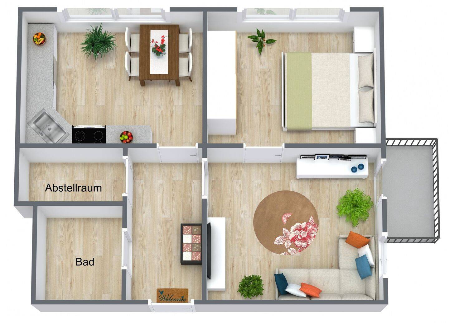 Altersgerechte 2-Raumwohnung mit Balkon, 9337 Bernsdorf