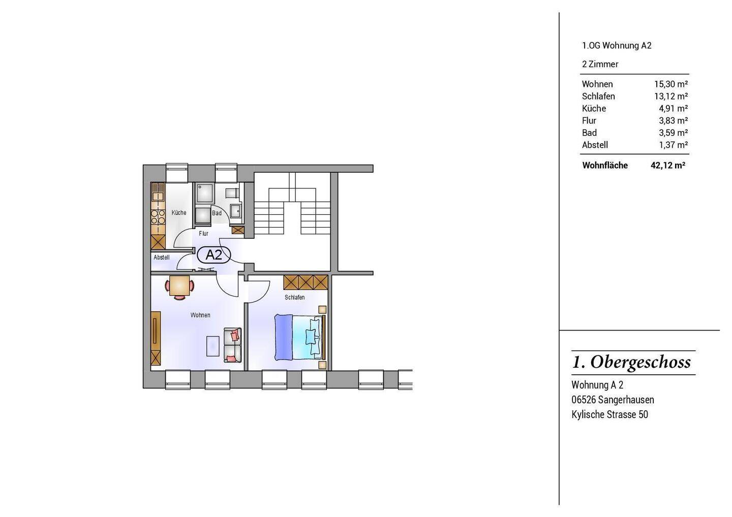 helle 2-Zimmer-Wohnung in Sangerhausen, Kylische Straße 50, 6526 Sangerhausen
