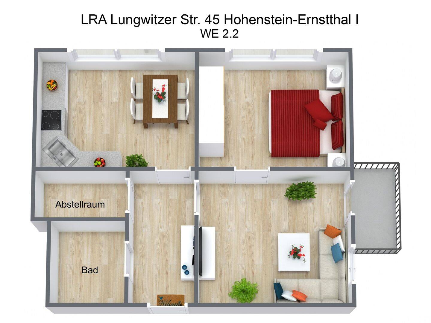 Sanierte 2-Raumwohnung mit Balkon, 9337 Bernsdorf