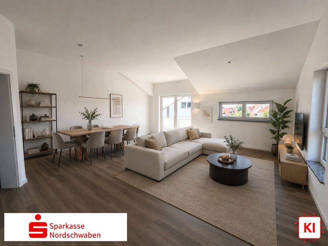 Erstbezug – Dachgeschosswohnung mit Süd-Balkon und Carport-Stellplätzen, 86738 Deiningen