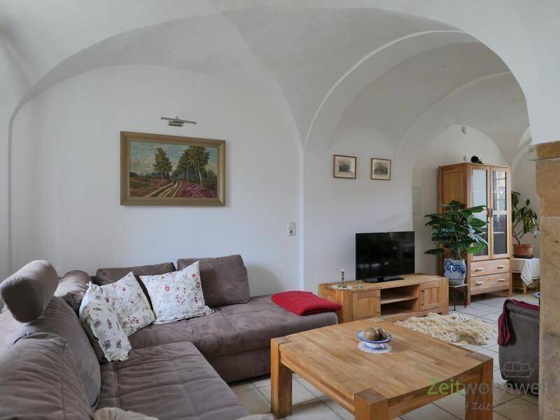 (EF1232_M) Dresden: Pirna, interessante möblierte Wohnung mit Gewölbedecken, Fußbodenheizung und Terrasse, WLAN, 1796 Dohma