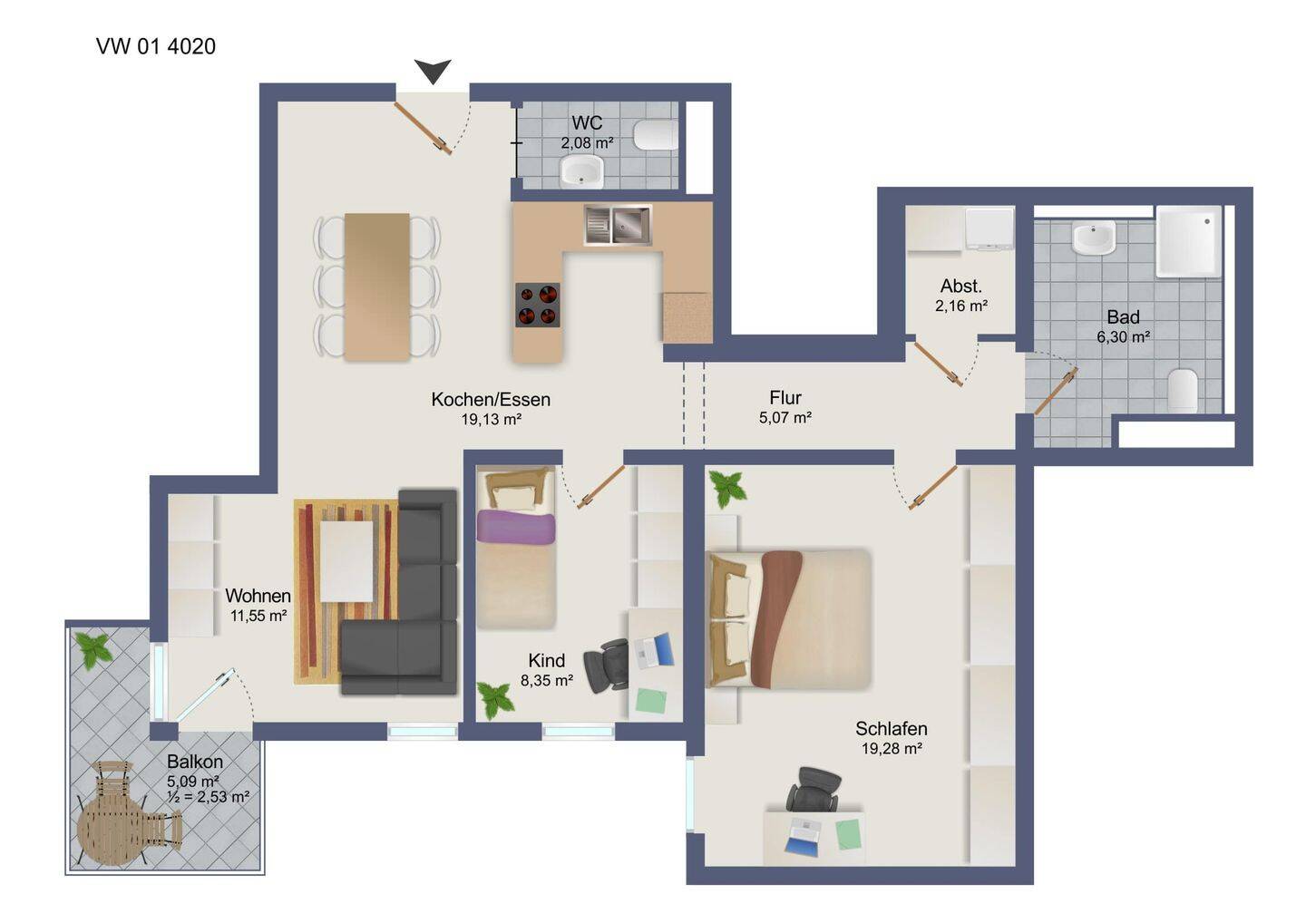 Neuwertige 3-Zimmer-Wohnung im Zentrum von Darmstadt zur Miete – 64283 Darmstadt – Vorschaubild 11