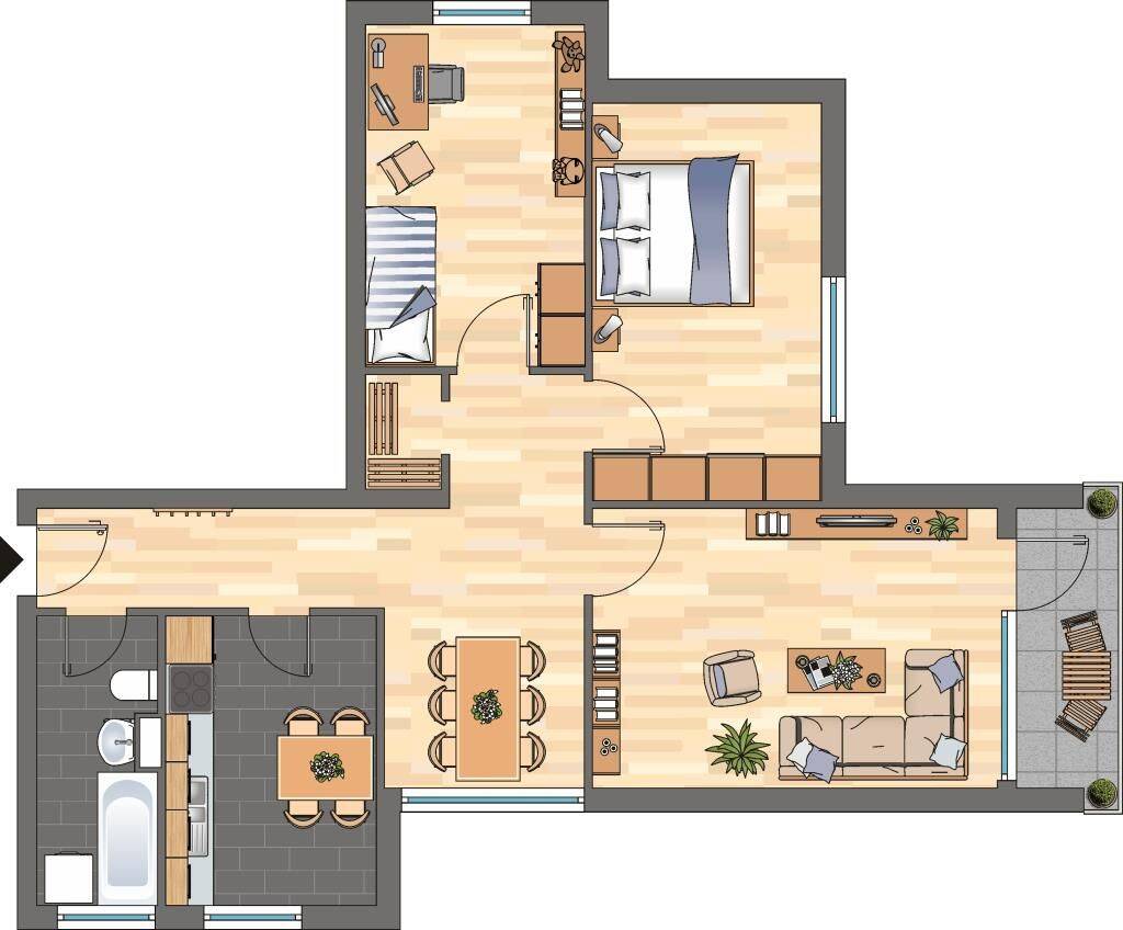 Attraktive 3-Zimmer-Etagenwohnung in Braunschweig 82,43 m² mit Tageslichtbad – 38120 Braunschweig – Vorschaubild 2