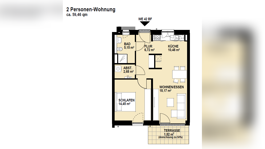 Mit Wohnberechtigungsschein – 2 Zimmer-Wohnung im Erdgeschoss – 23569 Lübeck – Vorschaubild 2
