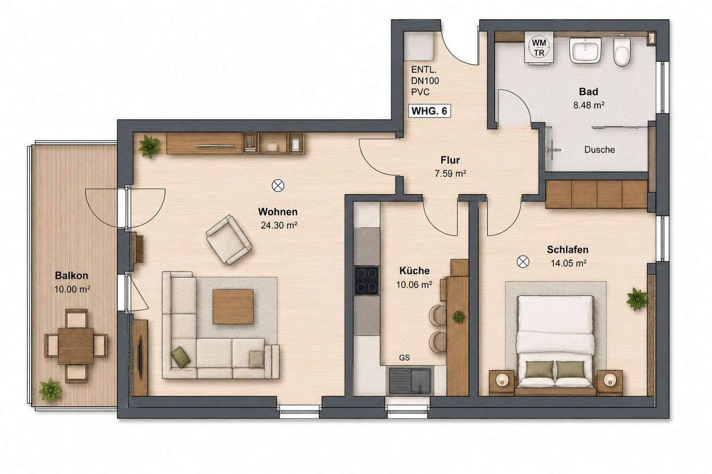 Stilvolle 2-Zimmer Wohnung mit Balkon im Neubau – 27283 Verden (Aller) – Vorschaubild 10